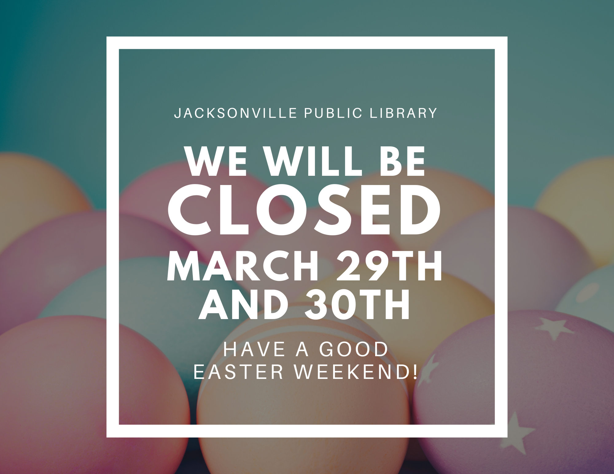 We will be closed March 29th and 30th. Happy Easter!